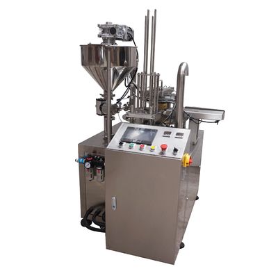 PLC Rotary Cup Filling Sealing Machine 8cups/Min Untuk penggunaan industri