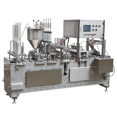 3KW PLC Control Plastic Cup Filling Sealing Equipment Untuk Desain Ringan