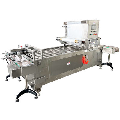 PLC dikendalikan MAP Tray Sealer Mesin untuk makanan laut tray vakum gas flushing penyegelan