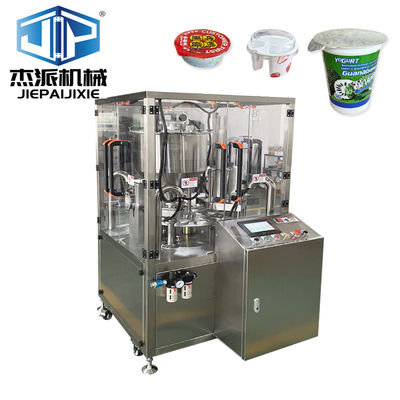 Mudah Penanganan Keju Krim Piala Pengisian Dan Mesin Penutup 1.3KW Daya Dengan Hopper
